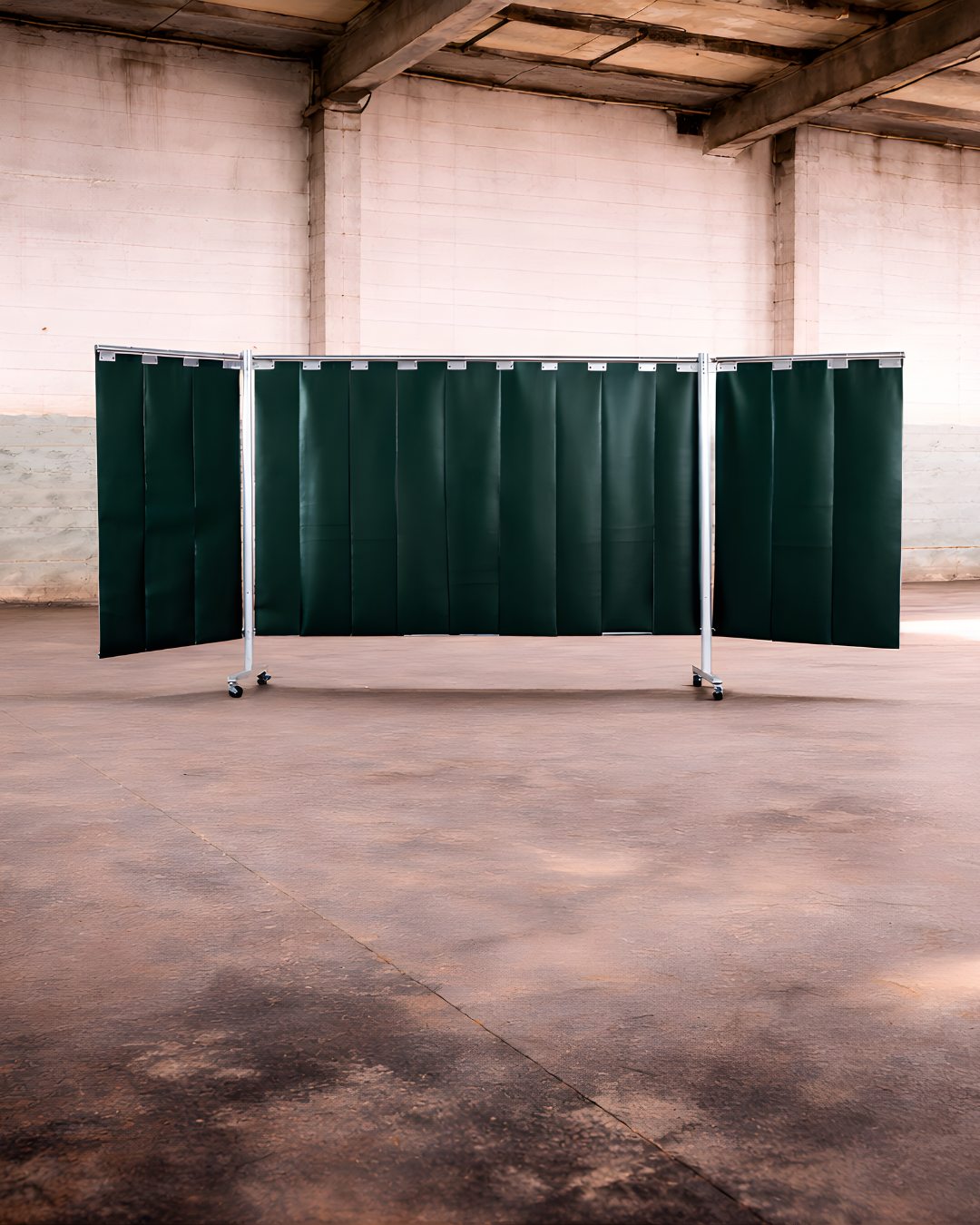 3-teilige Schutzwand mit Lamellen