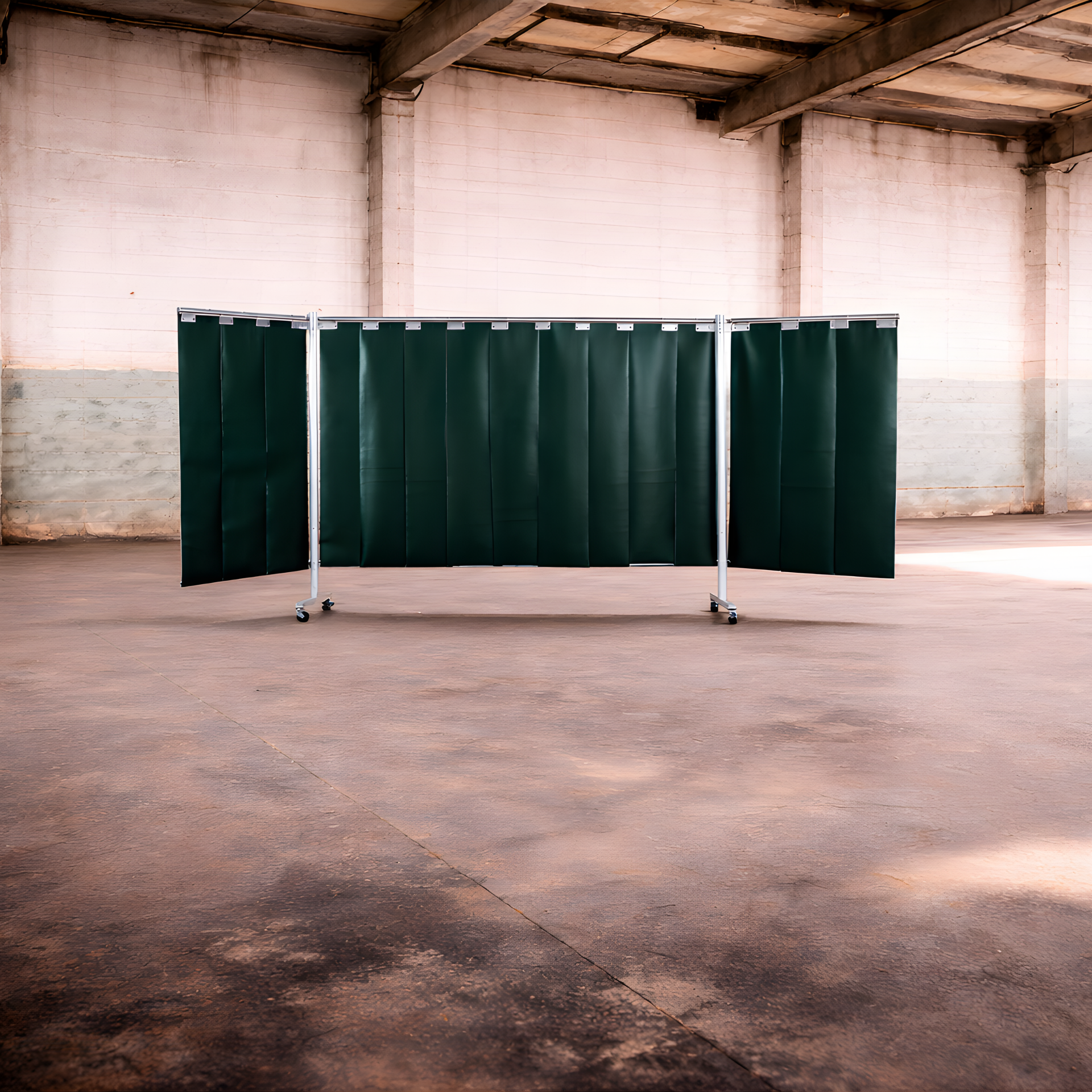 3-teilige Schutzwand mit Lamellen