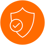 Icon mit Schutzschild und Häkchen als Symbol für Sicherheit, Schutz und zuverlässige Systeme.