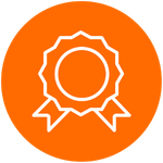 Icon mit Abzeichen und Schleifenband als Symbol für Qualität, Zertifizierung oder besondere Leistung.