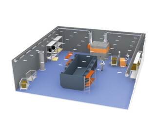 Room extraction system with Push-Pull ventilation